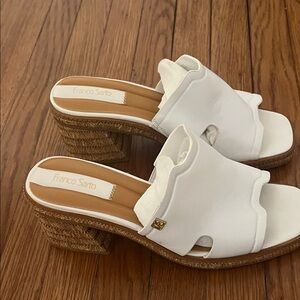 Franco Sarto White Slide Wedge Heels